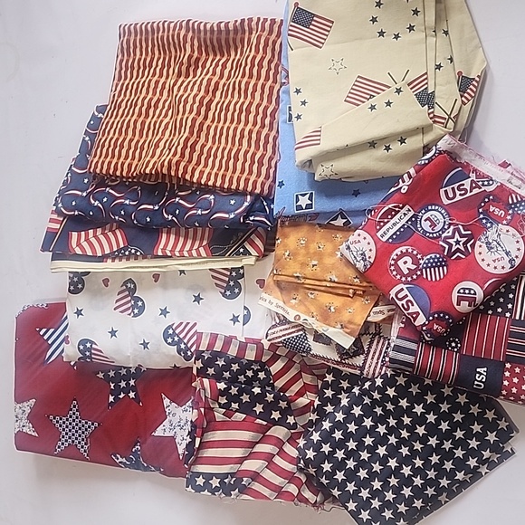 American Flag Stars and Stripe Assorted Material Pieces - Picture 2 of 7